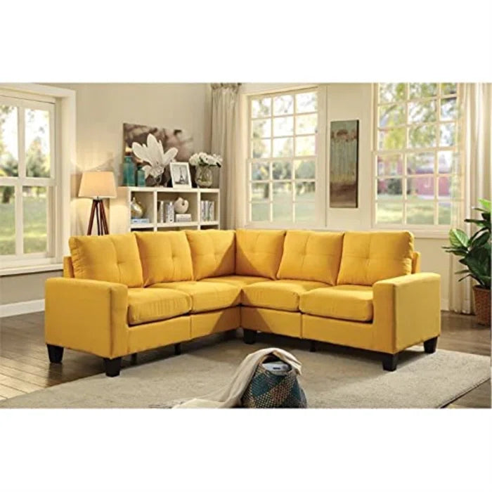 L-Shape Sectional Sofa: 14 - Piece Upholstered Sectional(Yellow)