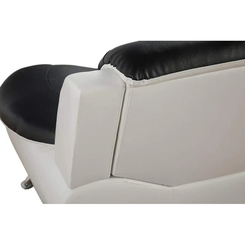 Modern Sofa Set: 2 - Piece Modern Faux Leather Living Room Set(Black/White)