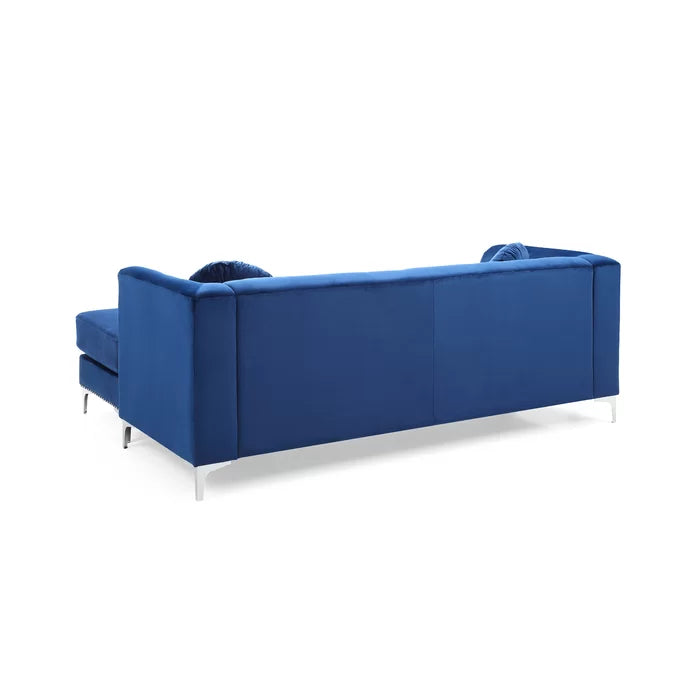 L- Shape Sectional Sofa: 2-Piece Velvet Sectional Sofa & Chaise(Blue)