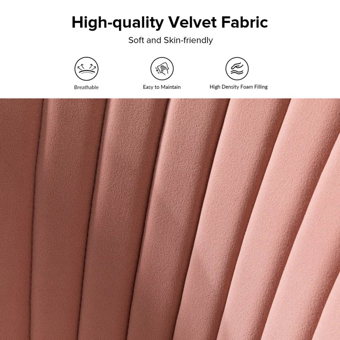THE CASE ORO® 47" Velvet 2-Seat Armless Upholstered Loveseat Mid-Century Modern Office Sofa(Pink Velvet)
