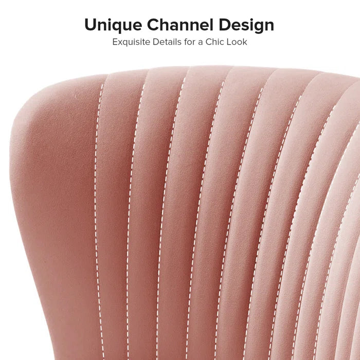 THE CASE ORO® 47" Velvet 2-Seat Armless Upholstered Loveseat Mid-Century Modern Office Sofa(Pink Velvet)