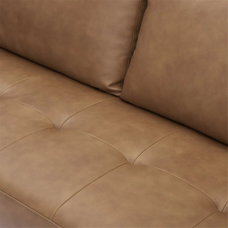 THE CASA ORO® Designer Sofa Set: 2 Piece Living Room Sets Genuine Leather Modern Couch Set with Loveseat and Accent Chair(Brown Genuine Leather)