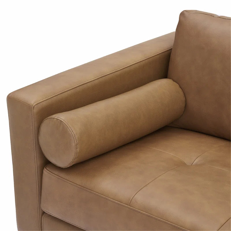 THE CASA ORO® Designer Sofa Set: 2 Piece Living Room Sets Genuine Leather Modern Couch Set with Loveseat and Accent Chair(Brown Genuine Leather)