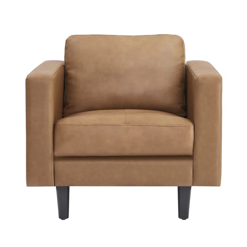 THE CASA ORO® Designer Sofa Set: 2 Piece Living Room Sets Genuine Leather Modern Couch Set with Loveseat and Accent Chair(Brown Genuine Leather)