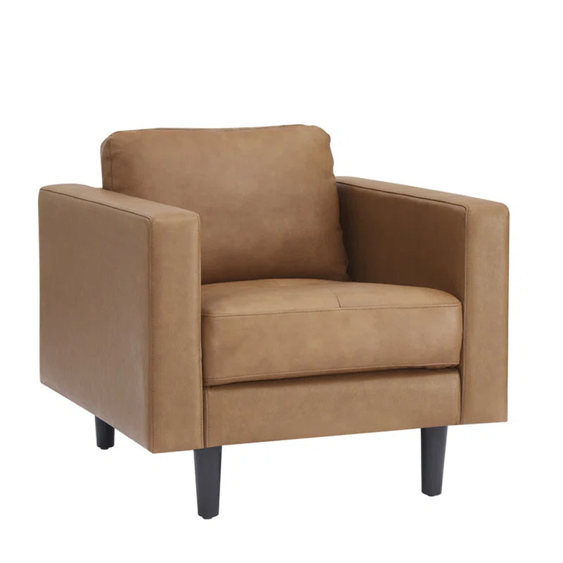 THE CASA ORO® Designer Sofa Set: 2 Piece Living Room Sets Genuine Leather Modern Couch Set with Loveseat and Accent Chair(Brown Genuine Leather)