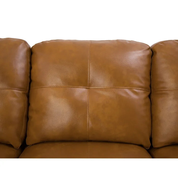 L-Shape Sectional Sofa: 3 - Piece Faux Leather Sectional(Ginger)