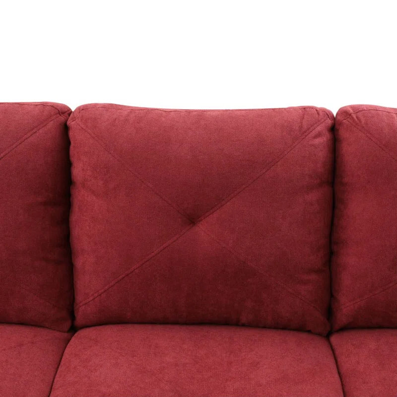 L-Shape Sectional Sofa: 3 - Piece L- Shaped Upholstery Living Room Sectional Sofa(Red Polyester Blend)