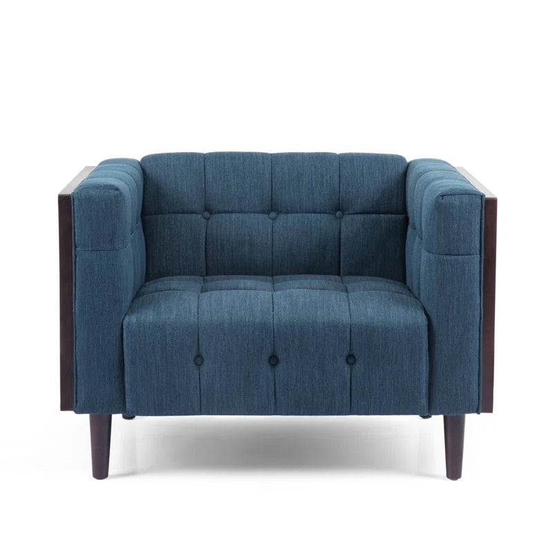THE CASA ORO® Designer Sofa Set: 3 - Piece Stylish and Comfortable Living Room Set(Blue Polyester)