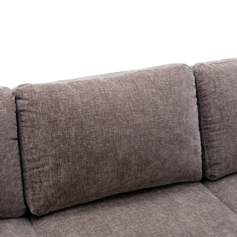 U-Shape Sectional Sofa: 110.6" Wide 3-Piece Upholstered Sectional with Chaise Longue(Gray Polyester)