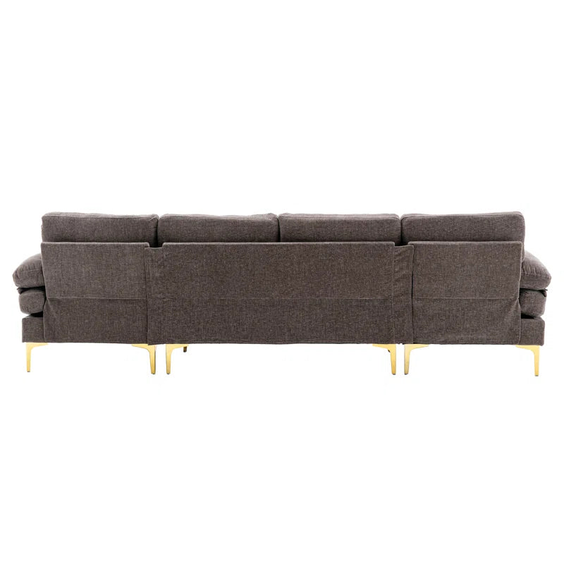 U-Shape Sectional Sofa: 110.6" Wide 3-Piece Upholstered Sectional with Chaise Longue(Gray Polyester)