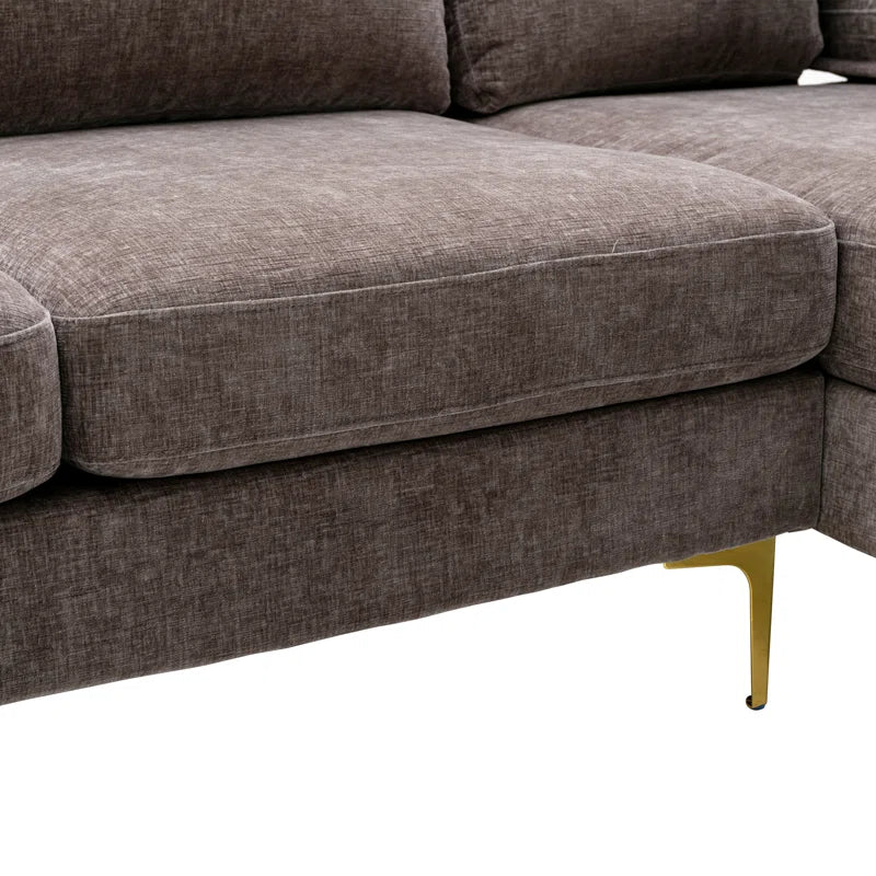 U-Shape Sectional Sofa: 110.6" Wide 3-Piece Upholstered Sectional with Chaise Longue(Gray Polyester)