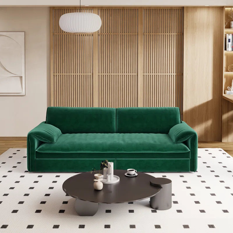 Sofa Cum Bed: 3-in-1 Queen Convertible Sleeper Sofa Cum Bed(Green Velvet)