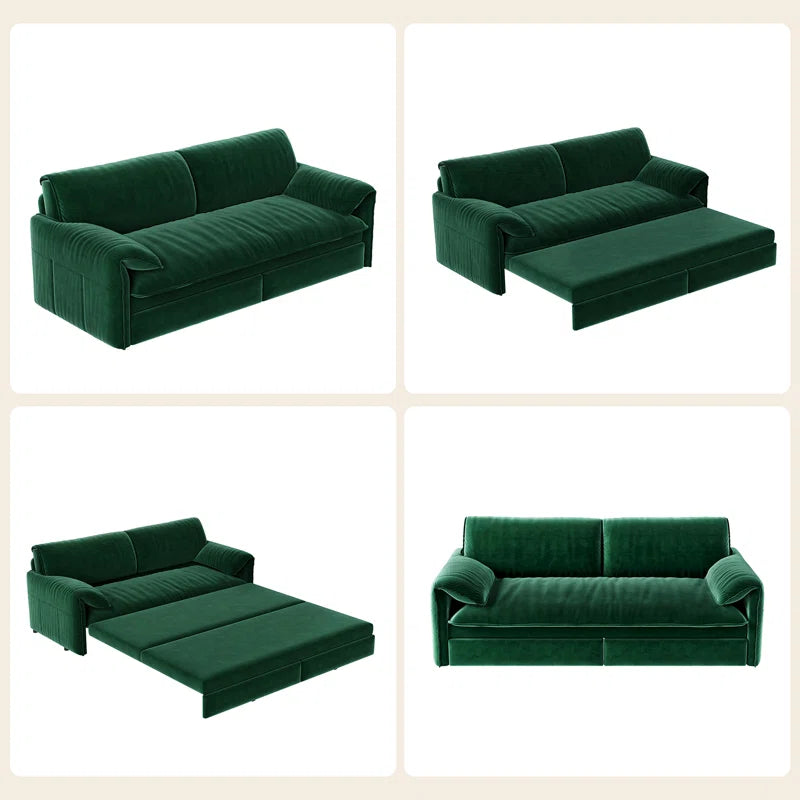 Sofa Cum Bed: 3-in-1 Queen Convertible Sleeper Sofa Cum Bed(Green Velvet)