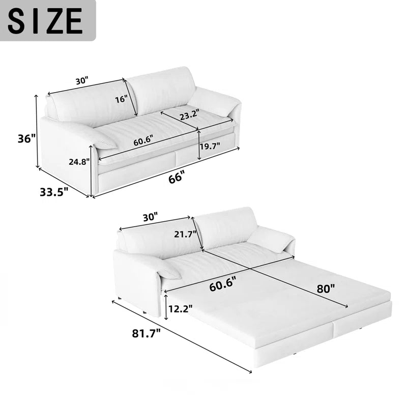Sofa Cum Bed: 3-in-1 Queen Convertible Sleeper Sofa Cum Bed(Green Velvet)