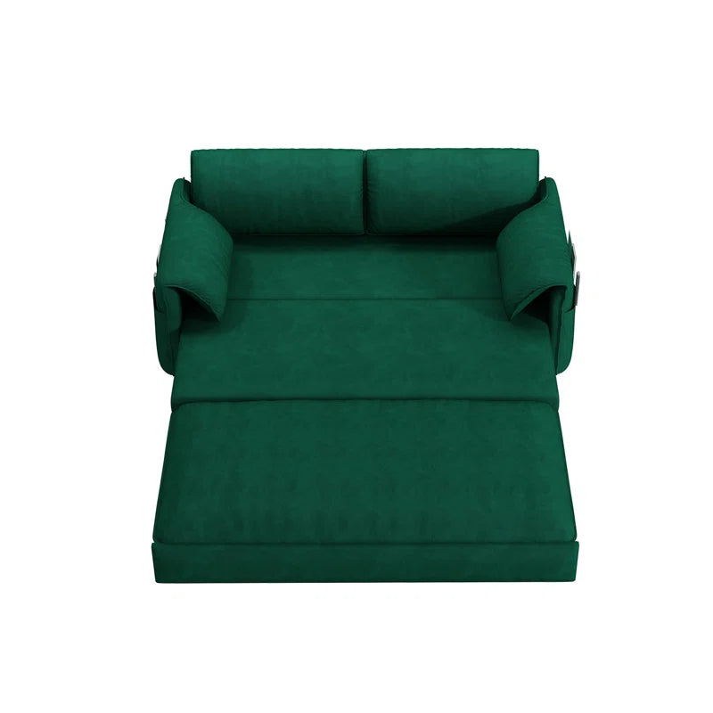 Sofa Cum Bed: 3-in-1 Queen Convertible Sleeper Sofa Cum Bed(Green Velvet)