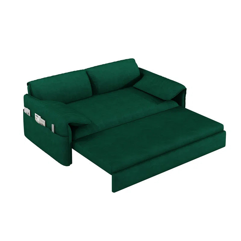 Sofa Cum Bed: 3-in-1 Queen Convertible Sleeper Sofa Cum Bed(Green Velvet)