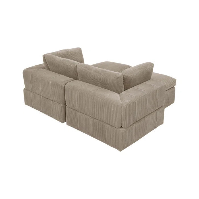U-Shape Sectional Sofa: 4 - Piece Corduroy Sectional(Camel Corduroy)
