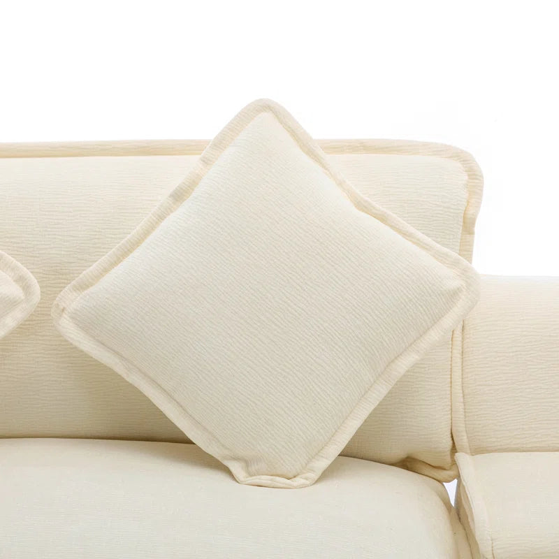 U-Shape Sectional Sofa: 4-Piece Cozy Modular Sectional Blend with Double Cushion Design(Beige Chenille/Polyester Blend)