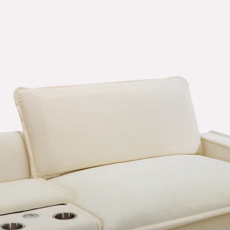 U-Shape Sectional Sofa: 4-Piece Cozy Modular Sectional Blend with Double Cushion Design(Beige Chenille)