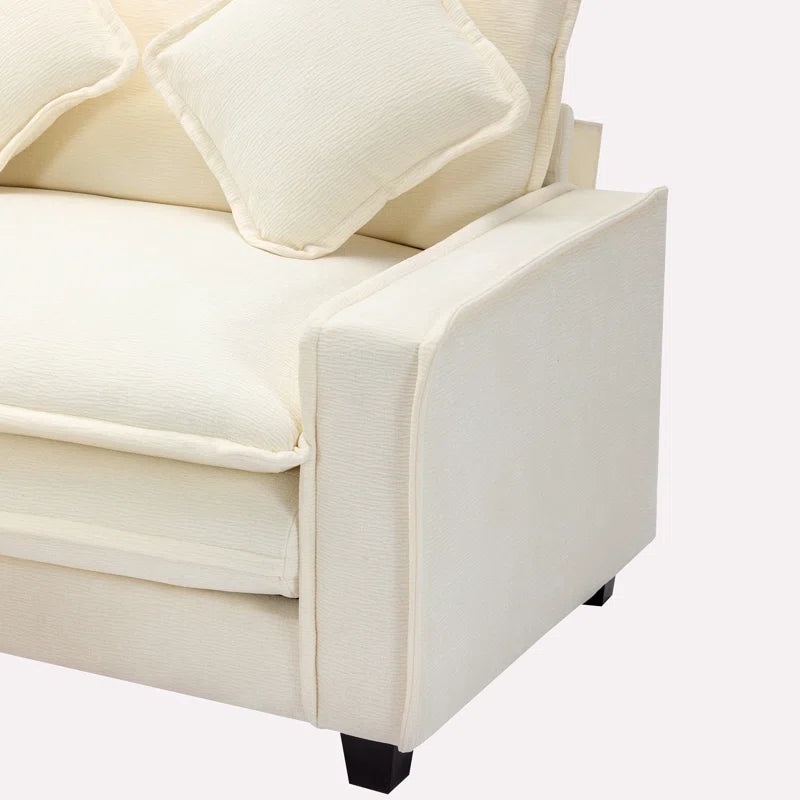 U-Shape Sectional Sofa: 4-Piece Cozy Modular Sectional Blend with Double Cushion Design(Beige Chenille)