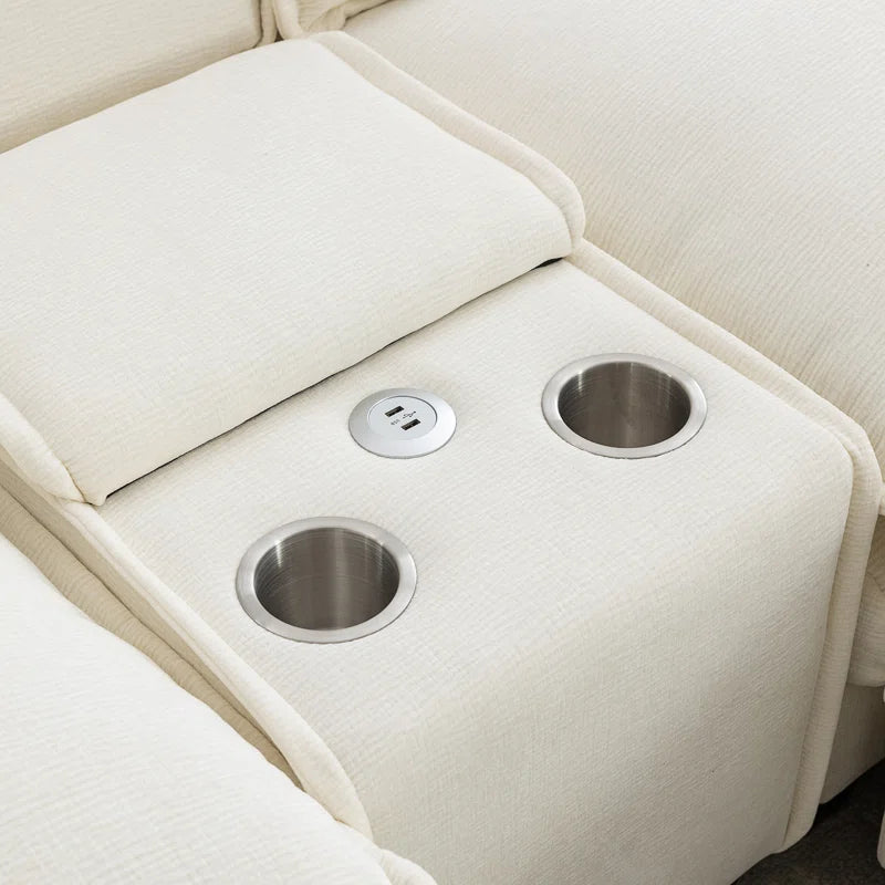 U-Shape Sectional Sofa: 4-Piece Cozy Modular Sectional Blend with Double Cushion Design(Beige Chenille)