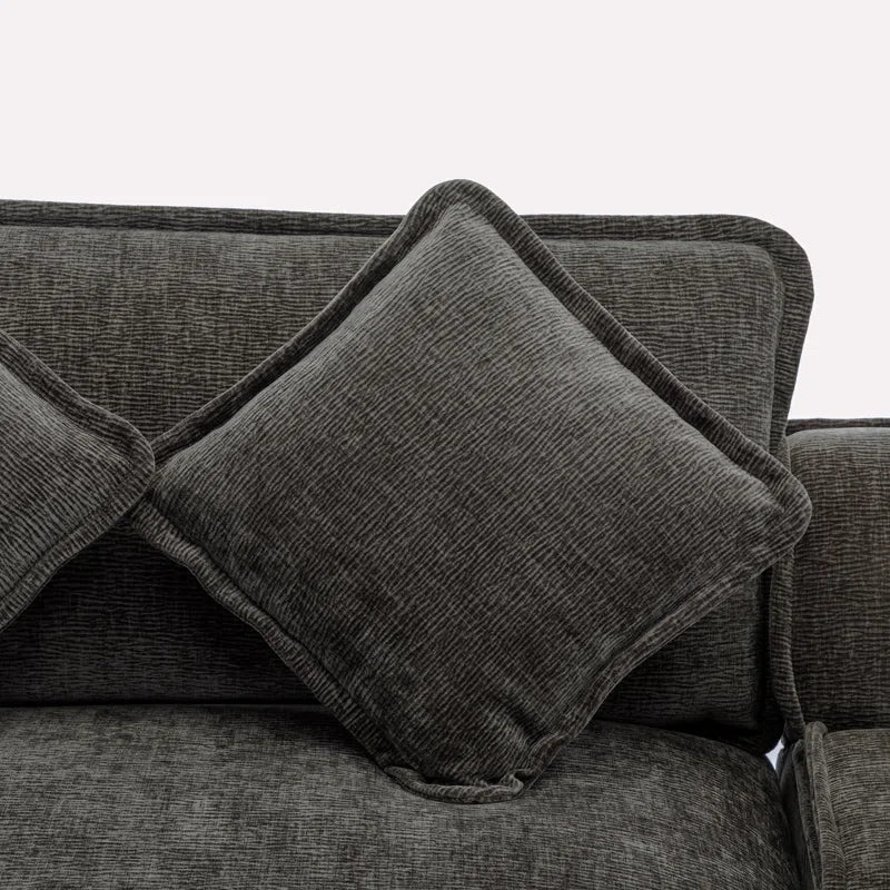 U-Shape Sectional Sofa: 4-Piece Cozy Modular Sectional Blend with Double Cushion Design(Black Chenille)