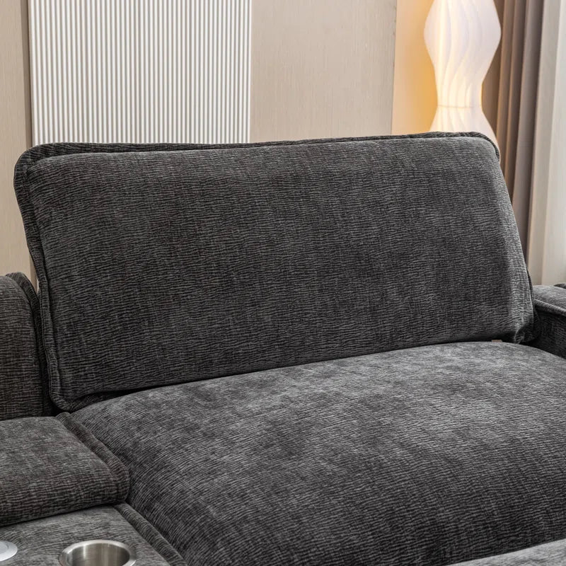 U-Shape Sectional Sofa: 4-Piece Cozy Modular Sectional Blend with Double Cushion Design(Black Chenille)