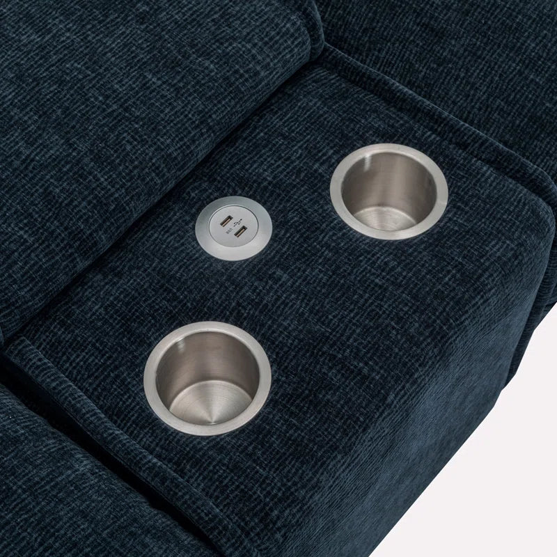 U-Shape Sectional Sofa: 4-Piece Cozy Modular Sectional Blend with Double Cushion Design(Blue Chenille)