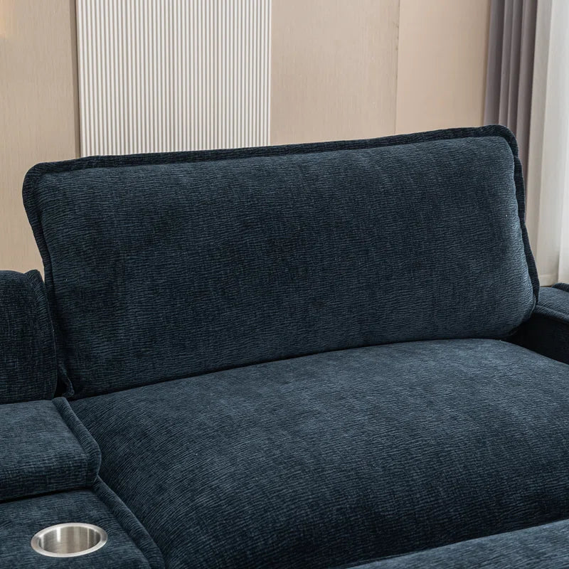 U-Shape Sectional Sofa: 4-Piece Cozy Modular Sectional Blend with Double Cushion Design(Blue Chenille)