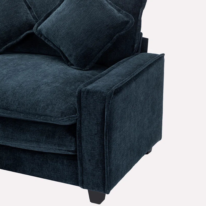 U-Shape Sectional Sofa: 4-Piece Cozy Modular Sectional Blend with Double Cushion Design(Blue Chenille)