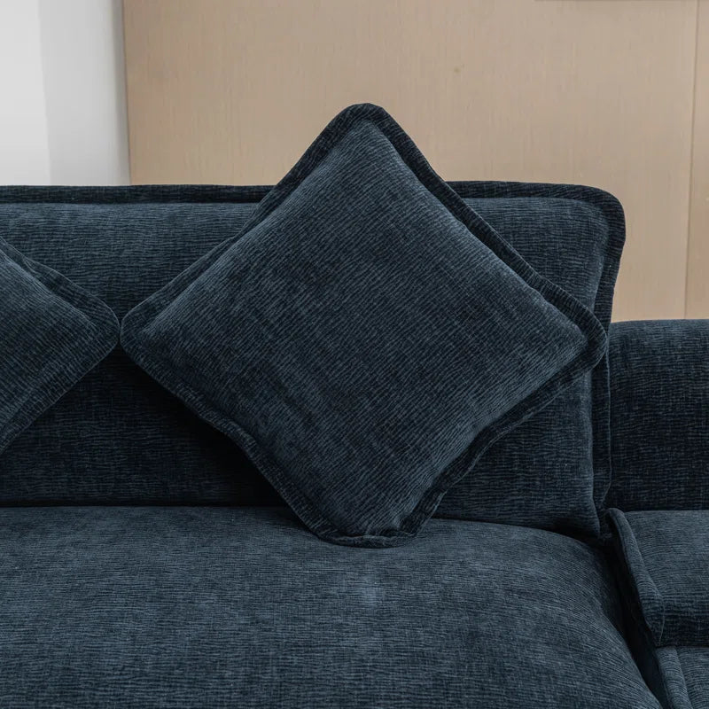 U-Shape Sectional Sofa: 4-Piece Cozy Modular Sectional Blend with Double Cushion Design(Blue Chenille)