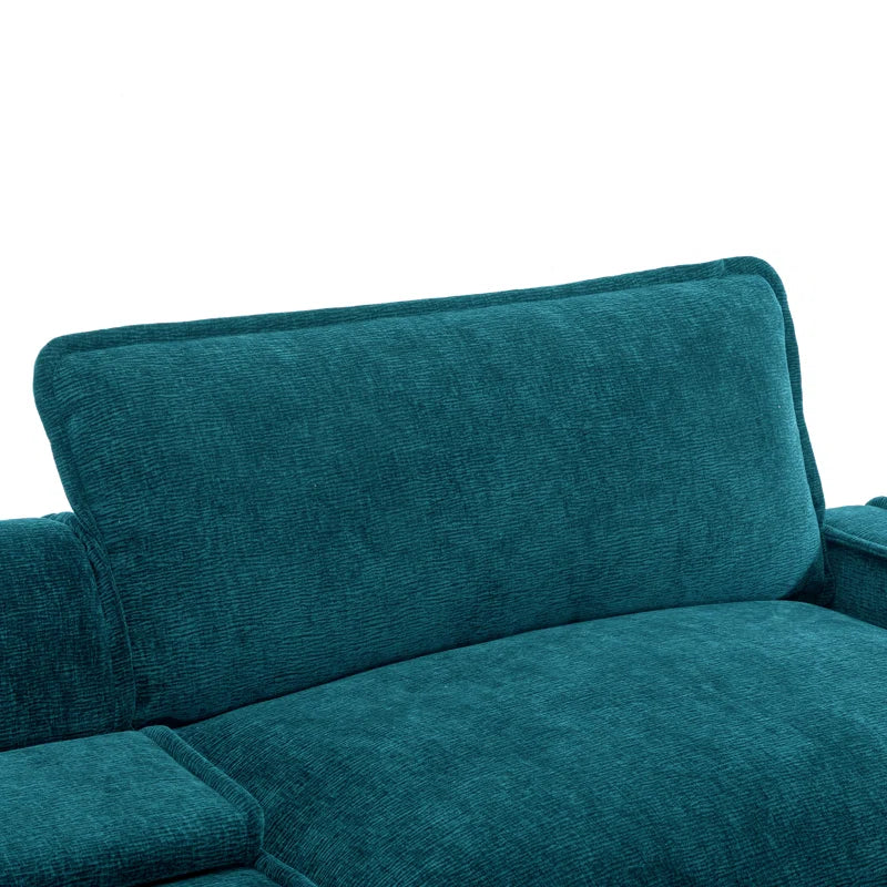 U-Shape Sectional Sofa: 4-Piece Cozy Modular Sectional Blend with Double Cushion Design(Green Chenille/Polyester Blend)