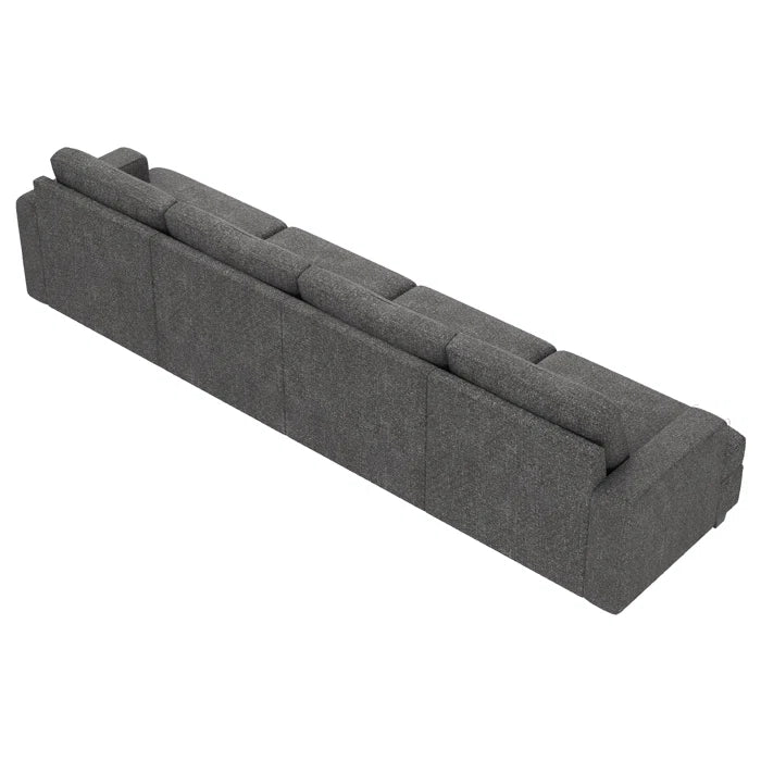 4 Seater Sofa: 4-Seater Modular Sofa Couch Upholstered Small Sectional Sofa(Light Gray Polyester)