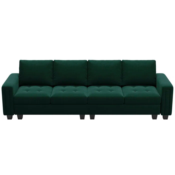 4 Seater Sofa: 3 - Pieces Velvet Sofa 4-Seater Sectional Sofa Lounge Apartment Living room Couch(Green)