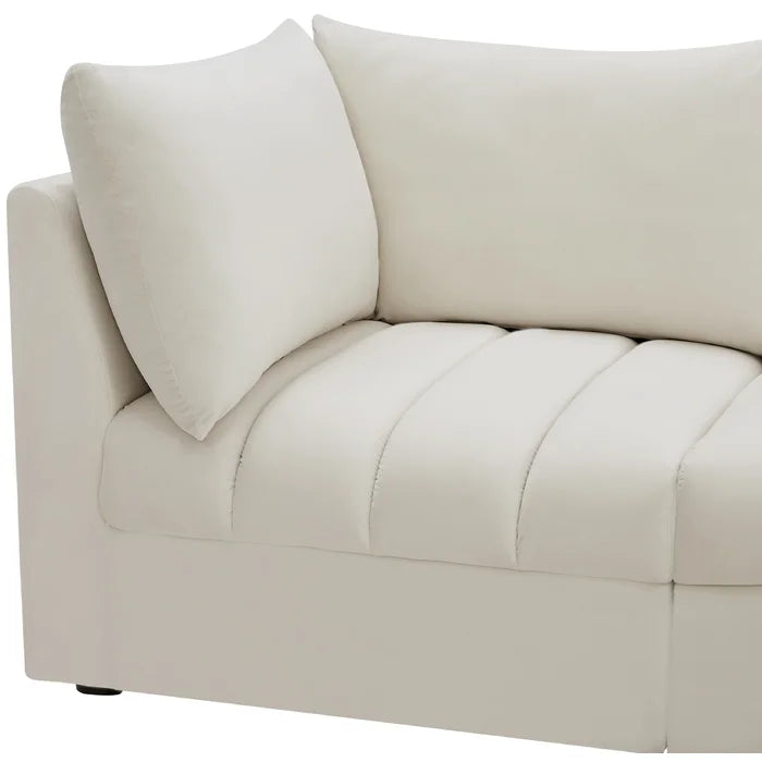 L-Shape Sectional Sofa: 5 - Piece Jacob Velvet Modular Sectional(Cream Velvet)