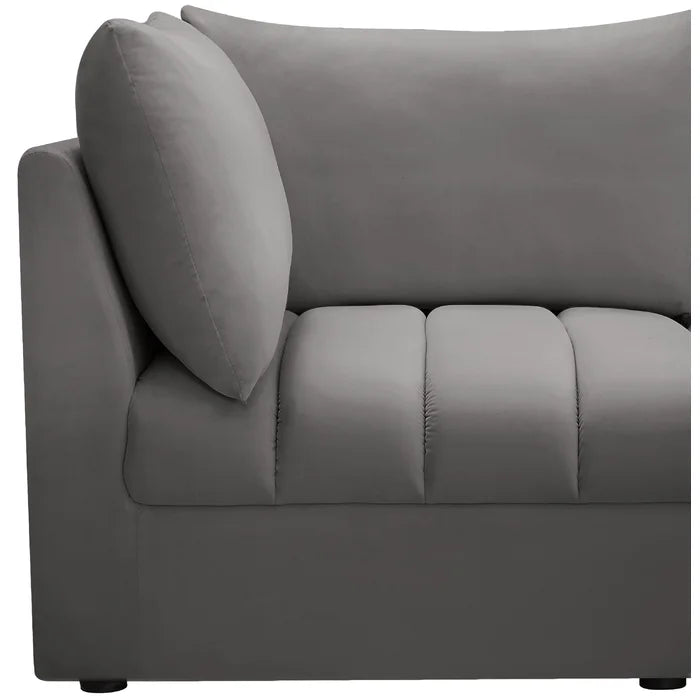 L-Shape Sectional Sofa: 5 - Piece Jacob Velvet Sofa Modular Sectional(Gray Velvet)