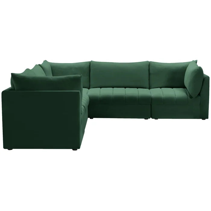 L-Shape Sectional Sofa: 5 - Piece Jacob Velvet Modular Sectional(Green Velvet)