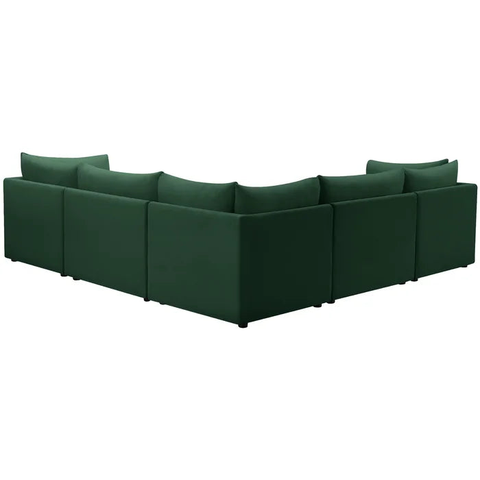 L-Shape Sectional Sofa: 5 - Piece Jacob Velvet Modular Sectional(Green Velvet)