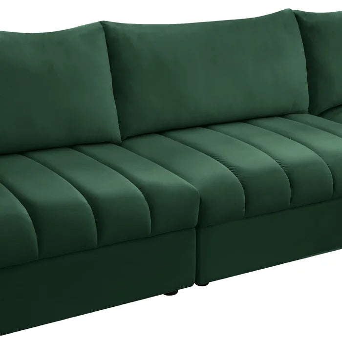 L-Shape Sectional Sofa: 5 - Piece Jacob Velvet Modular Sectional(Green Velvet)