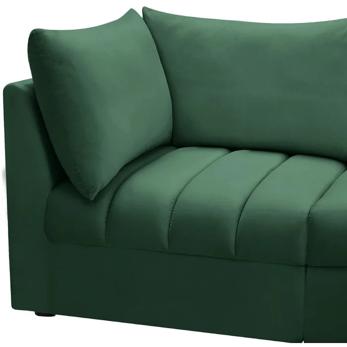 L-Shape Sectional Sofa: 5 - Piece Jacob Velvet Modular Sectional(Green Velvet)