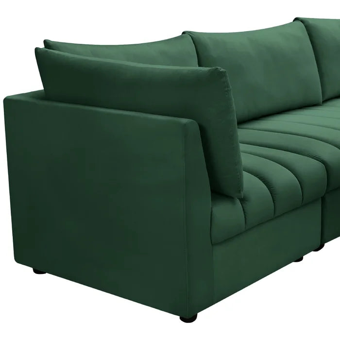 L-Shape Sectional Sofa: 5 - Piece Jacob Velvet Modular Sectional(Green Velvet)