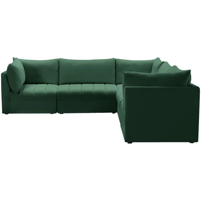 L-Shape Sectional Sofa: 5 - Piece Jacob Velvet Modular Sectional(Green Velvet)