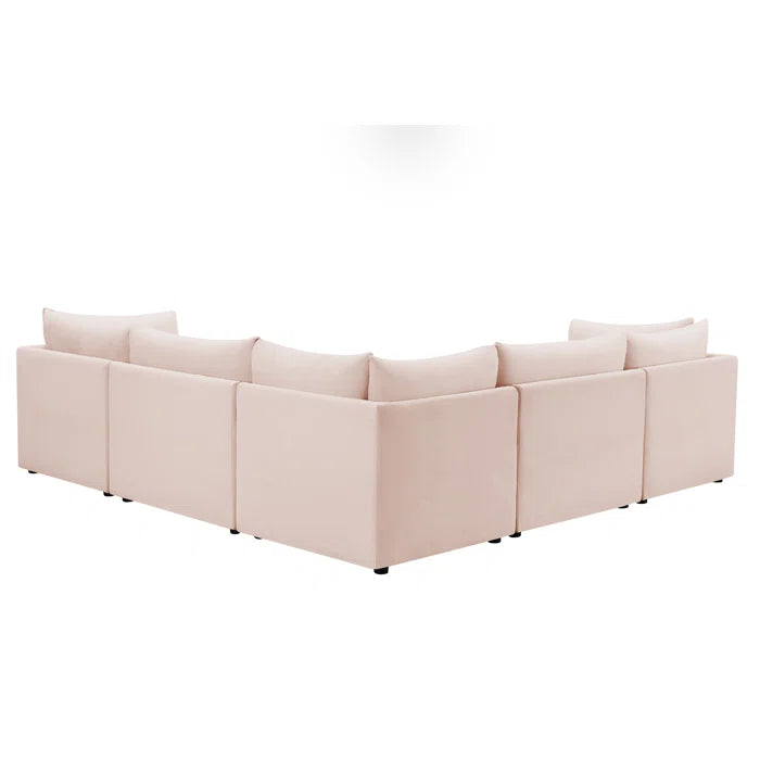 L-Shape Sectional Sofa: 5 - Piece Jacob Velvet Modular Sectional(Pink Velvet)