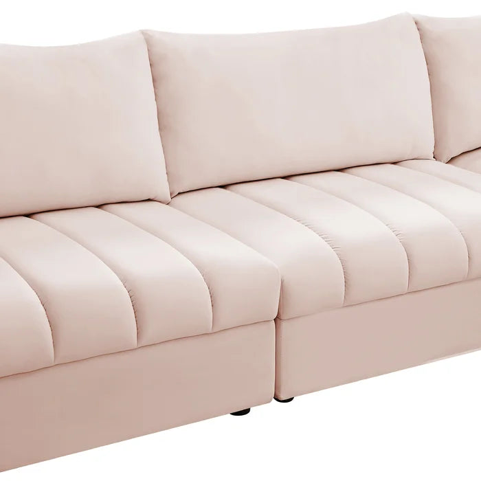 L-Shape Sectional Sofa: 5 - Piece Jacob Velvet Modular Sectional(Pink Velvet)