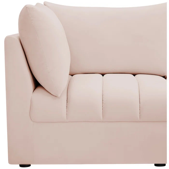 L-Shape Sectional Sofa: 5 - Piece Jacob Velvet Modular Sectional(Pink Velvet)