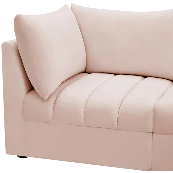 L-Shape Sectional Sofa: 5 - Piece Jacob Velvet Modular Sectional(Pink Velvet)