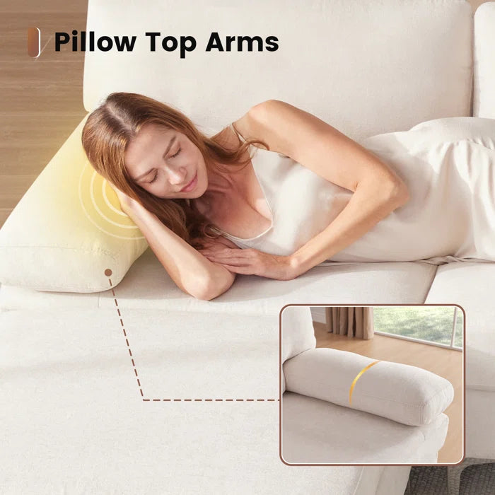 6 Seater Sofa: 123.62‘’ 6 Seater Modular Oversized Upholstered Sectional Sofa(Beige Chenille)