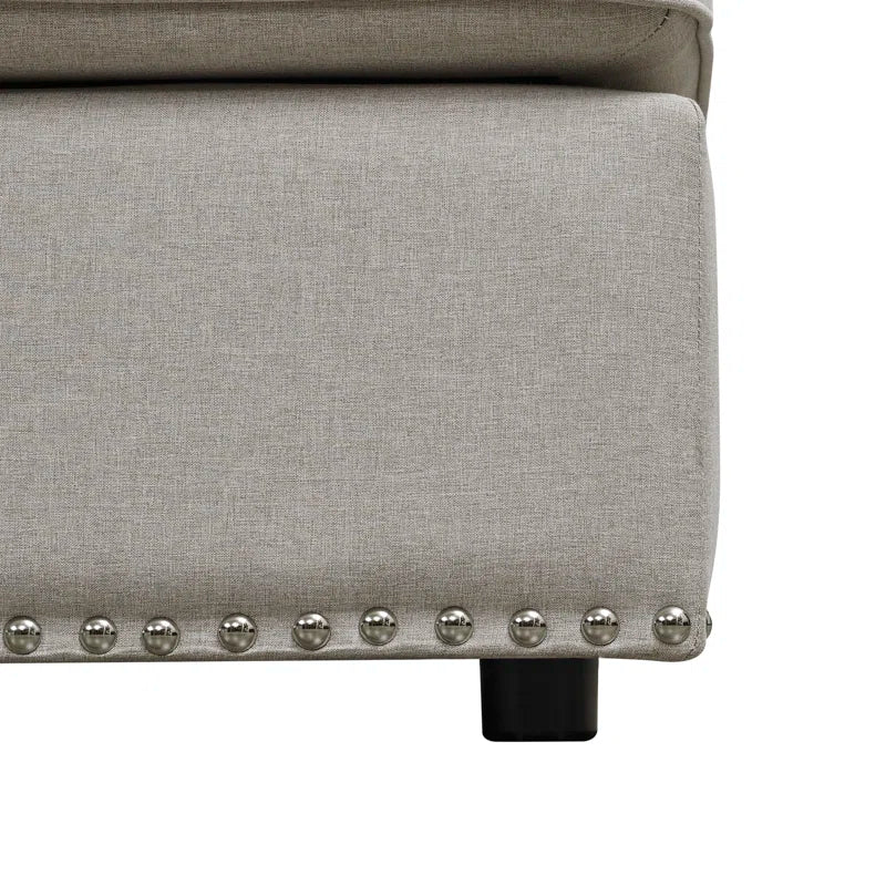 7 Seater Sofa: 7 - Piece Modular Large Upholstered Sectional(Beige Polyester Blend)