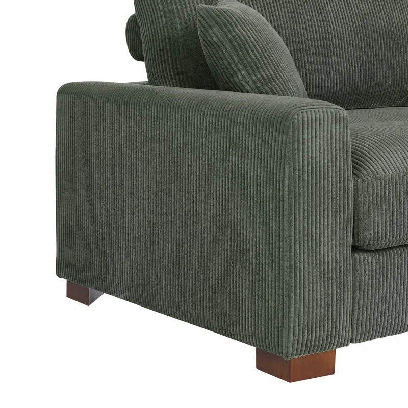 7 Seater Sofa: 7-Pieces Modular Corduroy Sectional Sophisticated Blend Sofa Bed(Green Corduroy)