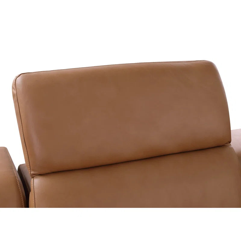 L-Shape Sectional Sofa: 8 - Piece Top Grain Italian Leather Power Reclining Sectional(Cognac Genuine Leather)